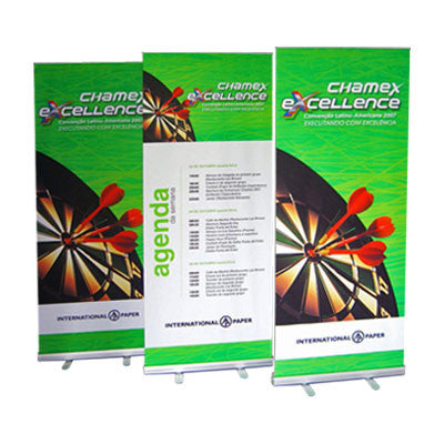 banner roll up 80cm x 200cm tecido tencionado