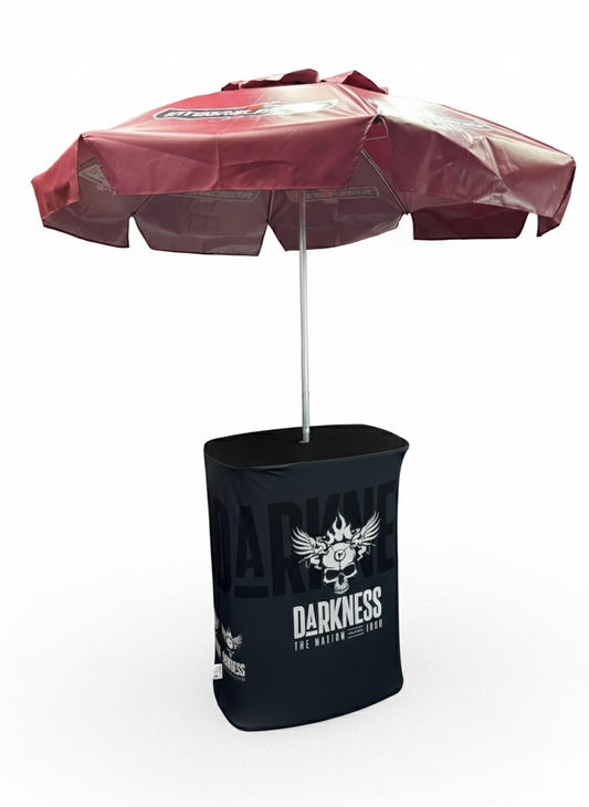 Balcão portátil com guarda sol